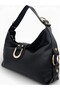 Black Casual Soft Textured Women's Hand and Shoulder Bag with Lock Detail and Long Strap - 3