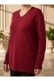 V-Neck Nopenli Seasonal Young Mother Blouse / Burgundy - 2