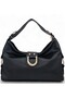 Black Casual Soft Textured Women's Hand and Shoulder Bag with Lock Detail and Long Strap