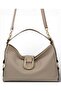 Cream Casual Soft Textured Women's Hand and Shoulder Bag with Lock Detail and Long Strap - 7