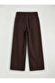 Brown Wideleg Gabardine Girls' Trousers (S6) - 2