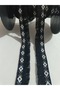 Black and White Floral Patterned Cotton Fringed Edge Ribbon - 5