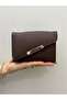 Cross-Covered Bitter Brown Leather Women's Wallet with Gold Detail - 2