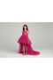 Girl's Fuchsia Skirted Satin Dress, Girl's Graduation Dress