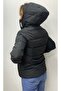 Women's Black Color Thick Puffer Jacket Hooded Sn31 Apresk Coat - 3