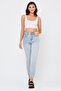 Pocket Embroidery Detailed Frayed Mom Trousers