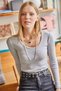 Women's Gray Wide Collar Above Waist Crop Body BDY-00000027 - 3