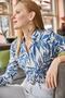 Women's Navy Blue Palm Patterned Woven Viscose Cuffed Shirt GML-19000899 - 3
