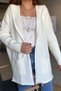 Women's White Bat Sleeve Double Pocket Hooded Loose Loose Oversize Standard Size Knitwear Cardigan
