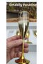 6 Pieces of Pasabahce Gold Gilded Twist Model Flute Cup, 150 Cc Volume, 21 cm Length, 5.5 cm Mouth Diameter. - 2