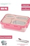 950 ML Stainless Steel Lunch Box - Single Layer, Four Compartment Soup, Metal Spoon - FFLBOX709