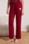 Bordo Kalp Nakışlı Yakalı Viskon Örme Pijama Takımı THMSS26PT00049 - 3