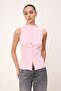 Wardrobe Essentials-Açık Pembe Fitted Düğmeli Volanlı/Fırfırlı Esnek Örme Bluz TWOSS26BZ00171 - 2