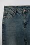 Koyu Mavi Yüksek Bel Comfort/Esnek Flare Fit İspanyol Paça Büyük Beden Jeans TBBSS26CJ00025 - 6