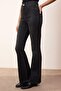 Trendyolmilla Wardrope Essentials Siyah DÖKÜMLÜ Yüksek Bel Orta Esnek Flare Jeans TWOSS26JE00106 - 7
