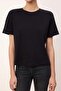 Wardrobe Essentials-Siyah Regular/Normal Kalıp Vatkalı Örme T-Shirt TWOSS26TS00005 - 3