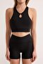 Black Halter Neck Supported/Contoured Knitted Sports Bra Thmss26Ss00002 - 4