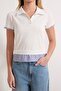 Ekru Regular/Normal Kalıp Polo Yaka Dokuma Detaylı Tok %100 Pamuk Örme Bluz TWOSS26BZ00263 - 3