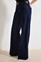 Koyu Mavi DÖKÜMLÜ Kemerli %100 Pamuk Normal Bel Wide Leg Jeans TWOSS26JE00076 - 3