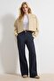 Koyu Mavi Cep Detaylı Yüksek Bel Ekstra Esnek Wide Leg Jeans TWOSS26JE00019 - 3