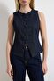 Koyu Mavi Düğme Detaylı Fitted 100% Pamuk Denim Yelek TWOSS26YE00004 - 3