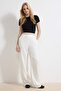 Beyaz  Wide Leg/Geniş Paça Bootcut Dokuma Kumaş Pantolon TWOAW21PL0332