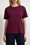 Mürdüm-Taş %100 Pamuk Bisiklet Yaka 2'li Paket Örme T-Shirt TWOSS20TS0141 - 4