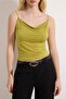 Oil Green Fitted/Bodycon Degaje Collar Stretchy Knitted Blouse Twoss21Bz0667 - 3