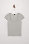 Wardrobe Essentials-Wardrope Essentials Gri Melanj Fitted Crop Esnek Örme Bluz TWOSS26BZ00155 - 9