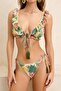 Tropikal Desenli Fırfırlı Üçgen Kaplı Regular Düşük Bel Bikini Takımı TBESS23BT00052 - 3