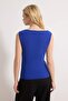 Saks Fitted/Vücuda Oturan Degaje Yaka Kolsuz Aksesuar Detaylı Esnek Örme Bluz TWOSS26BZ00265 - 4