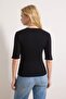 Siyah Fitted/Vücuda Oturan Fitilli Esnek Örme Bluz TWOSS23BZ00025 - 4