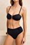 Siyah Straplez Kaplı Aksesuar Detaylı Yüksek Bel Regular Bikini Takımı TBESS26BT00026 - 3