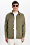 Men's Relax Fit Relax Cut Gabardine Lycra Side Pocket Khaki Jacket Shirt