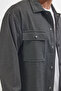 Men's Relax Fit Relax Cut Double Pocket Knitted Black Apache Lapel Shirt - 3