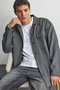 Men's Relax Fit Relax Cut Double Pocket Knitted Black Apache Lapel Shirt