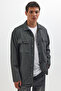 Men's Relax Fit Relax Cut Double Pocket Knitted Black Apache Lapel Shirt - 2