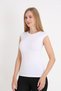 Women's White Sleeveless Crew Neck Basic Body Badi Slim Fit Lycra Flexible Viscose Daily Underwear Blouse - 4
