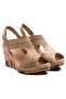 Aditya Genuine Leather Women's Wedge Heel Sandals Sand