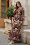 Patterned Belted Dress Brown 4830