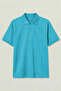 Cotton Polo Collar Light Turquoise Short Sleeve School/Casual T-Shirt