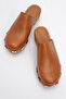 Karania Women's Genuine Leather Clogs Slippers Tan - 7