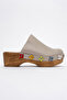 Karania Women's Genuine Leather Clogs Slippers Gray - 5
