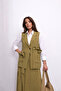 Trend Double Breasted Tie-Up Vest and Long Skirt Set D004 - Fat Green - 2