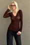 Brown V-Neck Sheer Lace Women’s Blouse MG2662 - 3