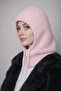 Balaklava Pink Angora Wool Beanie Hat with Neck Collar Thick - Lace-Up Hat Balaclava - 5