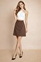 Bitter Brown High Waist Light Stretch Fabric Knee Length Transitional Fabric Bell Skirt - 2