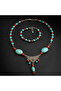 Turquoise Coral Authentic Communication, Wisdom and Evil Eye Protection Necklace Bracelet Set