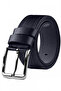 Men's Navy Blue Faux Leather Sports Belt with Stitched Pattern on the Sides 2402611 - 4