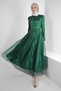 STONE PRINTED TOWEL DETAILED EVENING DRESS 50301